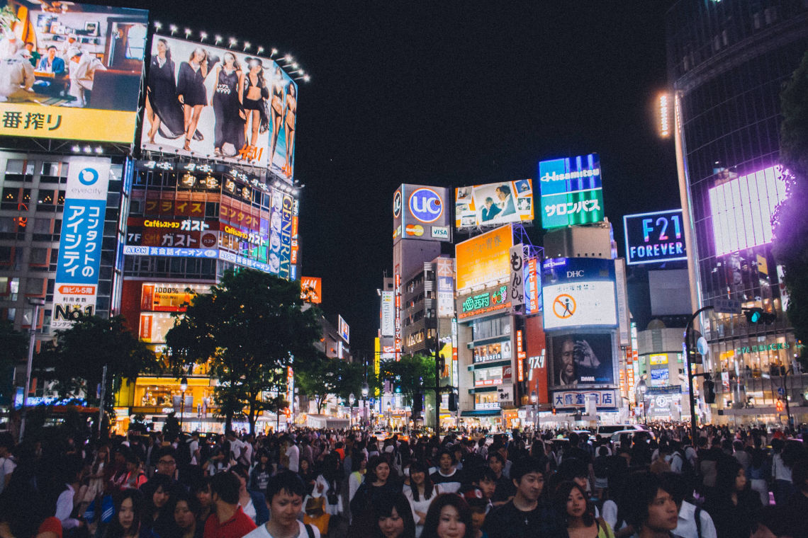 Japan's Shibuya Crossing, filled with people